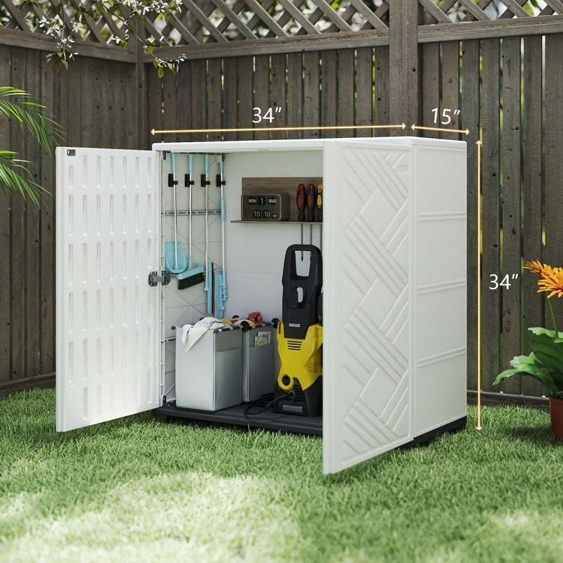 Outdoor Storage Cabinet with Doors & Metal Shelves, for Garden, Patio and Yard Use, with the Listed Configuration — image 3