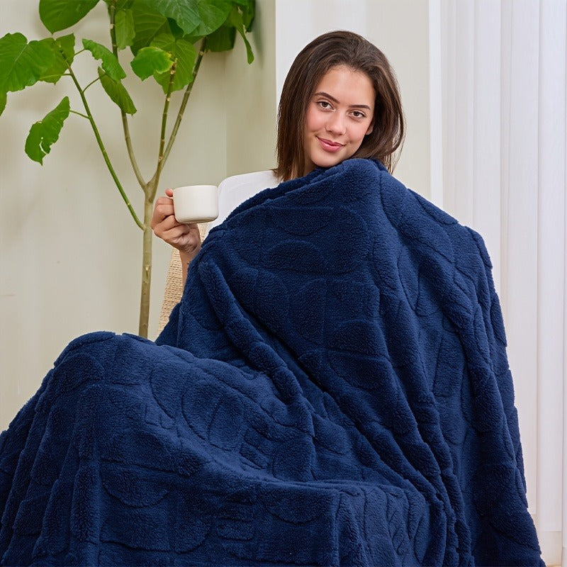 Raised Geometric Throw Blanket in White, Blue or Grey with 40 x 60, 60 x 80 and 80 x 90-Inch Size Options — image 4