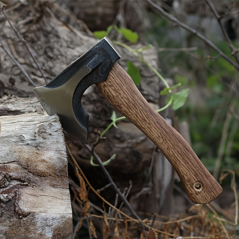 Splitting Axe Forged Carbon Steel 15.6-Inch with Handcrafted Wooden Grip, Professional Backyard Hatchet for Wood Chopping — i