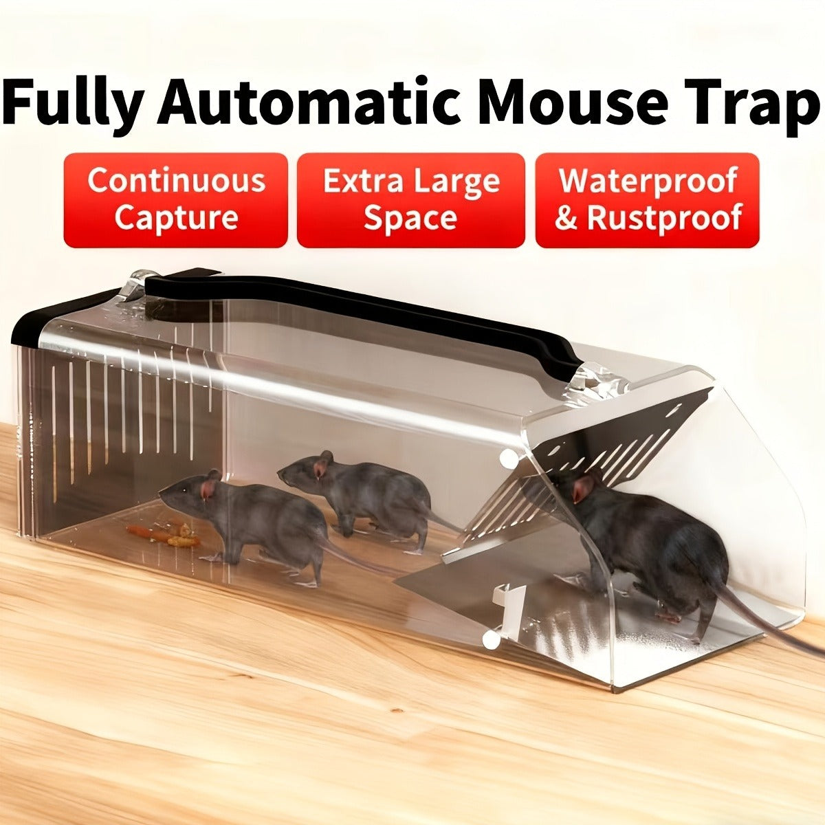 Mouse Trap Live Catch – Transparent Continuous Capture Rodent Trap for Indoor Home, Kitchen, Garage & Outdoor Use — image 2