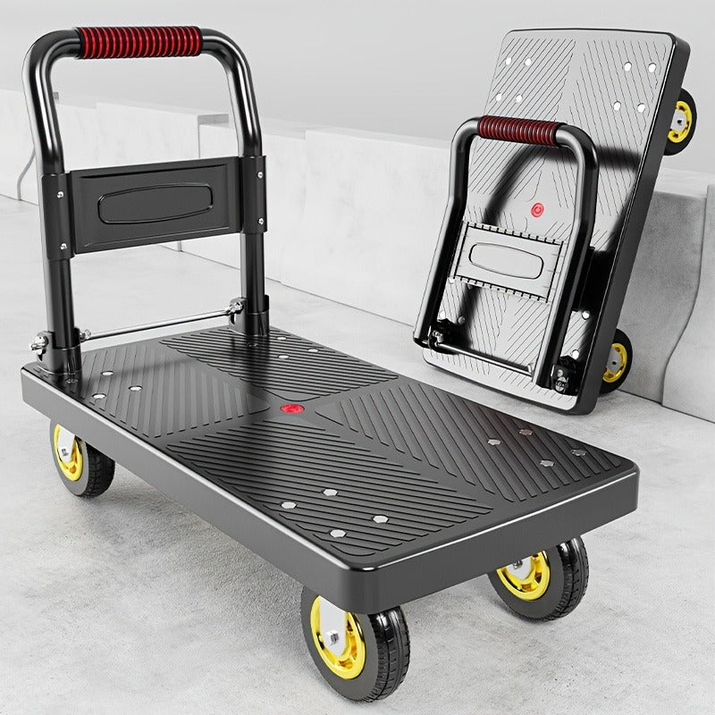 Four-Wheel Platform Dolly Cart with Folding Handle, Two Platform Sizes and 660 or 800 lb Load Labels — image 3