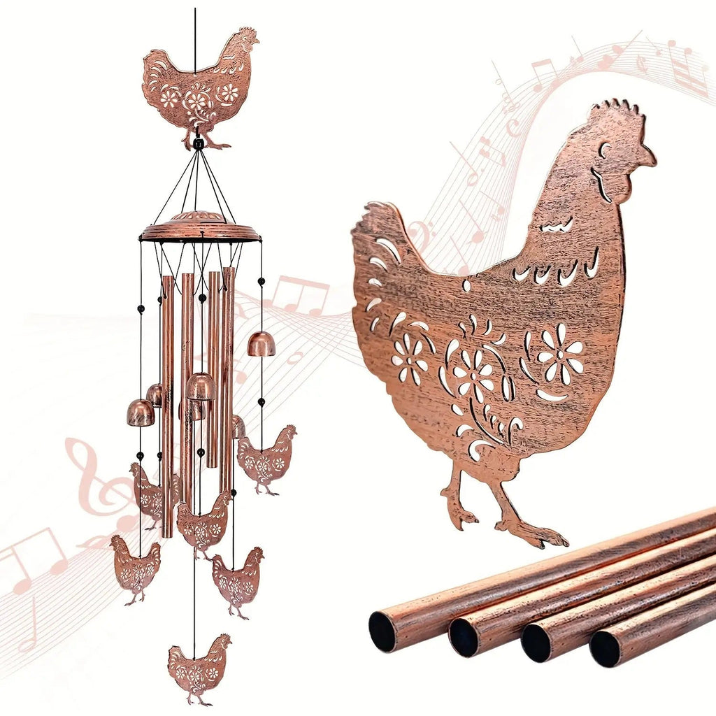 Wind Chime Outdoor Chicken Farmhouse Decor – Aluminum Tube Soothing Sound Garden Porch Patio Hanging Ornament — image 2