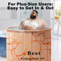 Foldable Bathtub 130 Gallon XL Deep Soak Tub for Adults, Ice Bath & Hot Spa, Indoor Outdoor, One-Piece Fold-Flat Design 31.5"