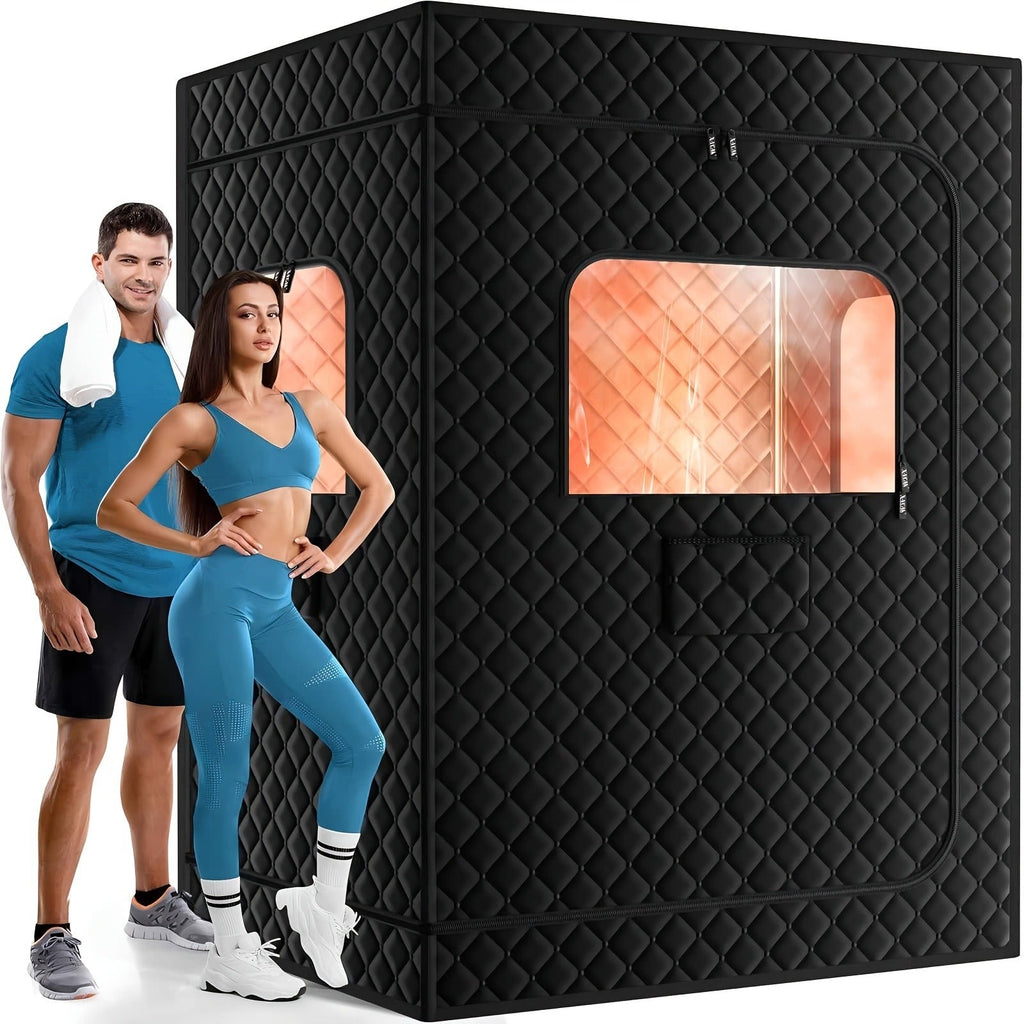 Double Person Sauna Tent 71x49x36in Extra Large 2-Person Steam Sauna Box for Home with 2 Steamers — image 2
