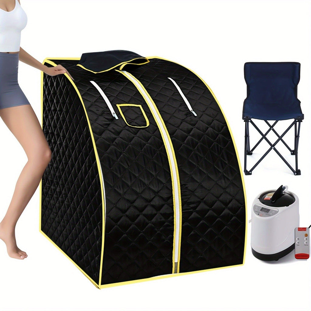 Portable Steam Sauna Tent with Remote Control & Foldable Chair, Personal Home Sauna Room for Detox Weight Loss Relaxation — i