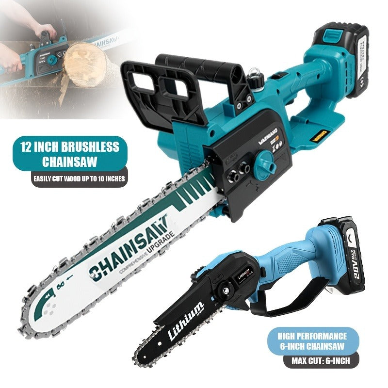 Cordless Brushless Chainsaw with 6- or 12-Inch Bar, One- or Two-Battery Kits in Purple, Green, Teal or Yellow — image 5