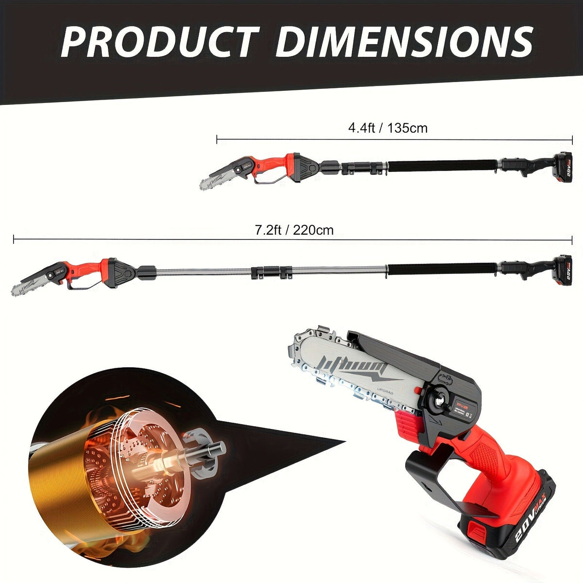 Telescopic Pole Saw Cordless Folding 6-Inch Electric with Compact Design, Battery-Powered Tree Pruner for Garden Pruning — im