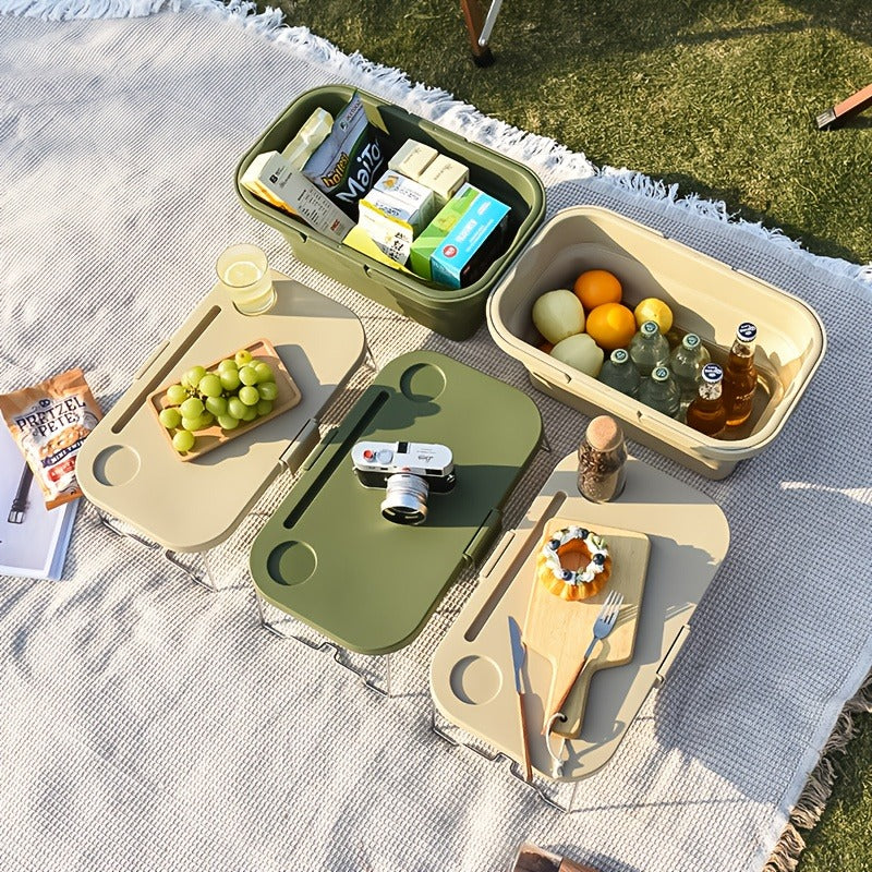 Picnic Basket Foldable with Detachable Table – Large Capacity Portable Camping Storage Basket with Handle — image 3