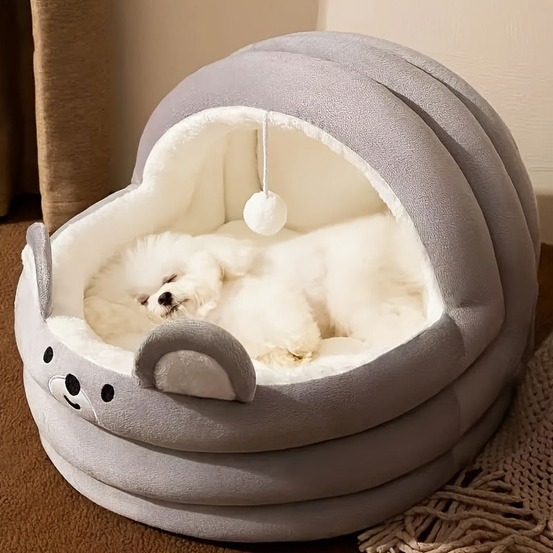 Plush Cave Dog Bed with Padded Rim, Large 21.7 x 20 x 17.7-Inch Size and Three Color Options — image 3