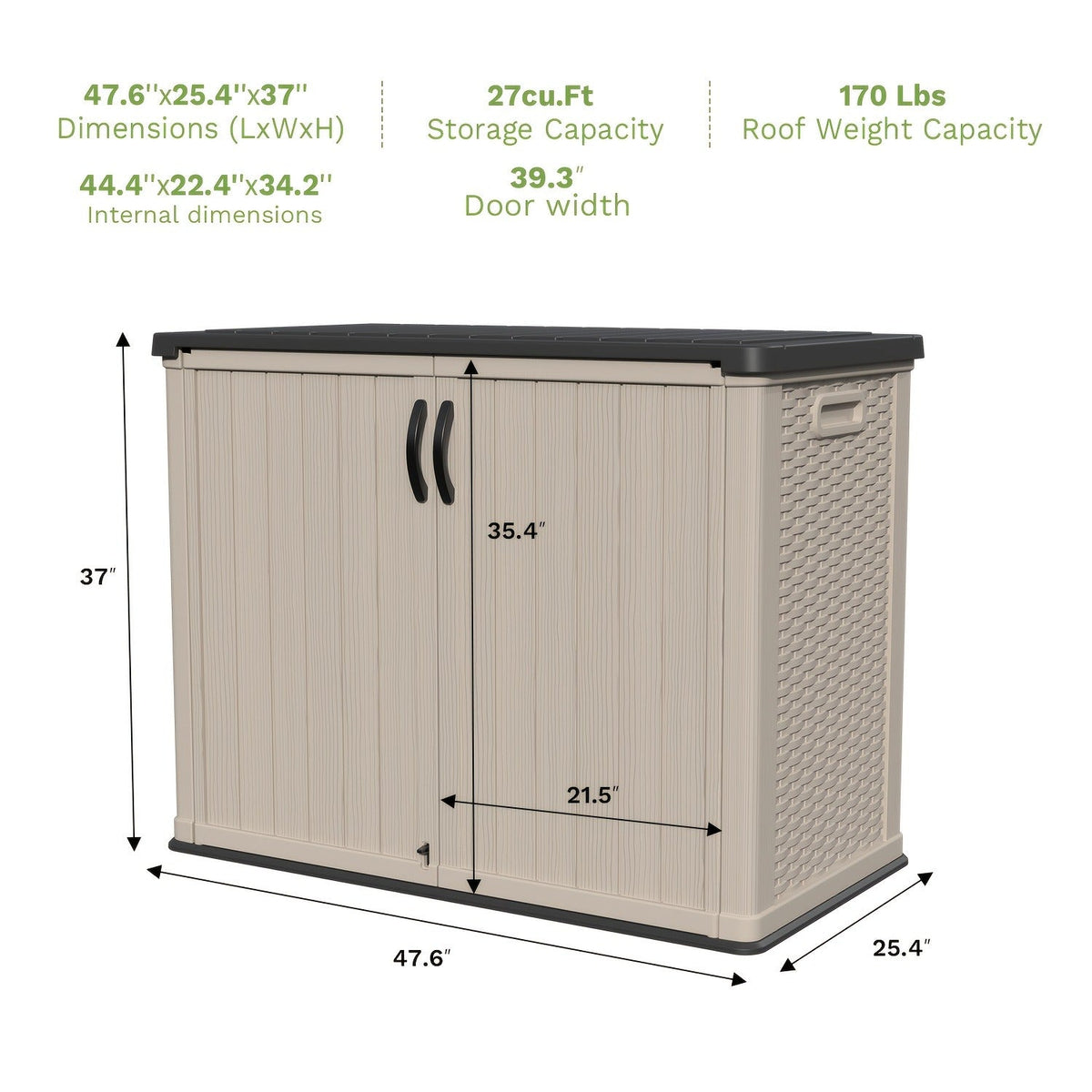 Resin Outdoor Storage Cabinet and Shelf Options in White or Beige with 4 x 2 Ft Shed Sizes — image 4