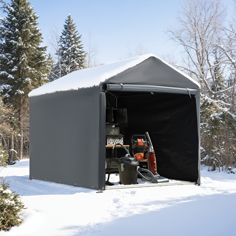 Portable PE-Tarpaulin Outdoor Storage Shelter with Steel Frame in 5 x 7.2 Ft or 6.3 x 8 Ft Sizes — image 2