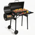 Barrel Charcoal Grill with Offset Smoker, Wheeled Cart, Side Firebox and Two Black Configuration Options — image 1