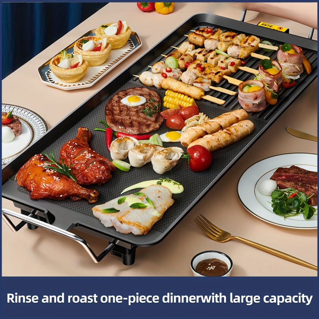 Electric Griddle 1500W Non-Stick Oblong Baking Pan 5-Speed Temperature Control Smokeless Indoor Grill for Eggs Vegetables BBQ