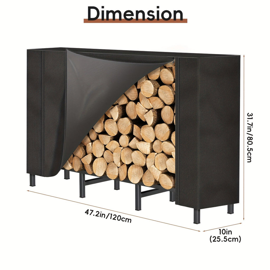 Firewood Rack Heavy Duty Adjustable – Outdoor & Indoor Log Holder with Cover, A-Frame Steel Wood Storage Stand for Fireplace,