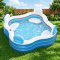 Inflatable Lounge Pool with Backrest 4 Seats 80x80x32 Inch Blow Up Pool for Adults Family Outdoor Garden for Garden, Patio an