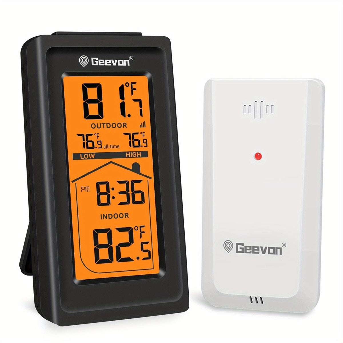 Indoor Outdoor Thermometer Hygrometer – Temperature Humidity Meter with Time Display, 48Hr History, Backlight & Ice Warning —