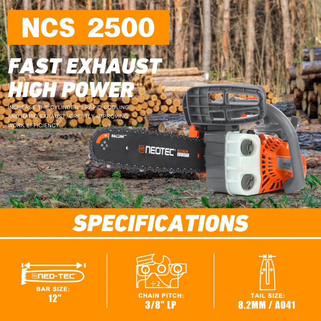 25.4CC 12-Inch Top-Handle Gas Chainsaw with Two-Stroke Engine and Pictured Accessory Group — image 2