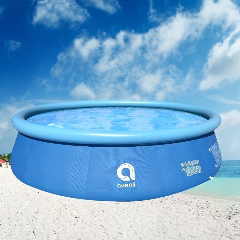 Round Inflatable Swimming Pool 10FT 12FT Circular Above Ground Family Pool Puncture-Resistant Quick for Garden, Patio and Yar