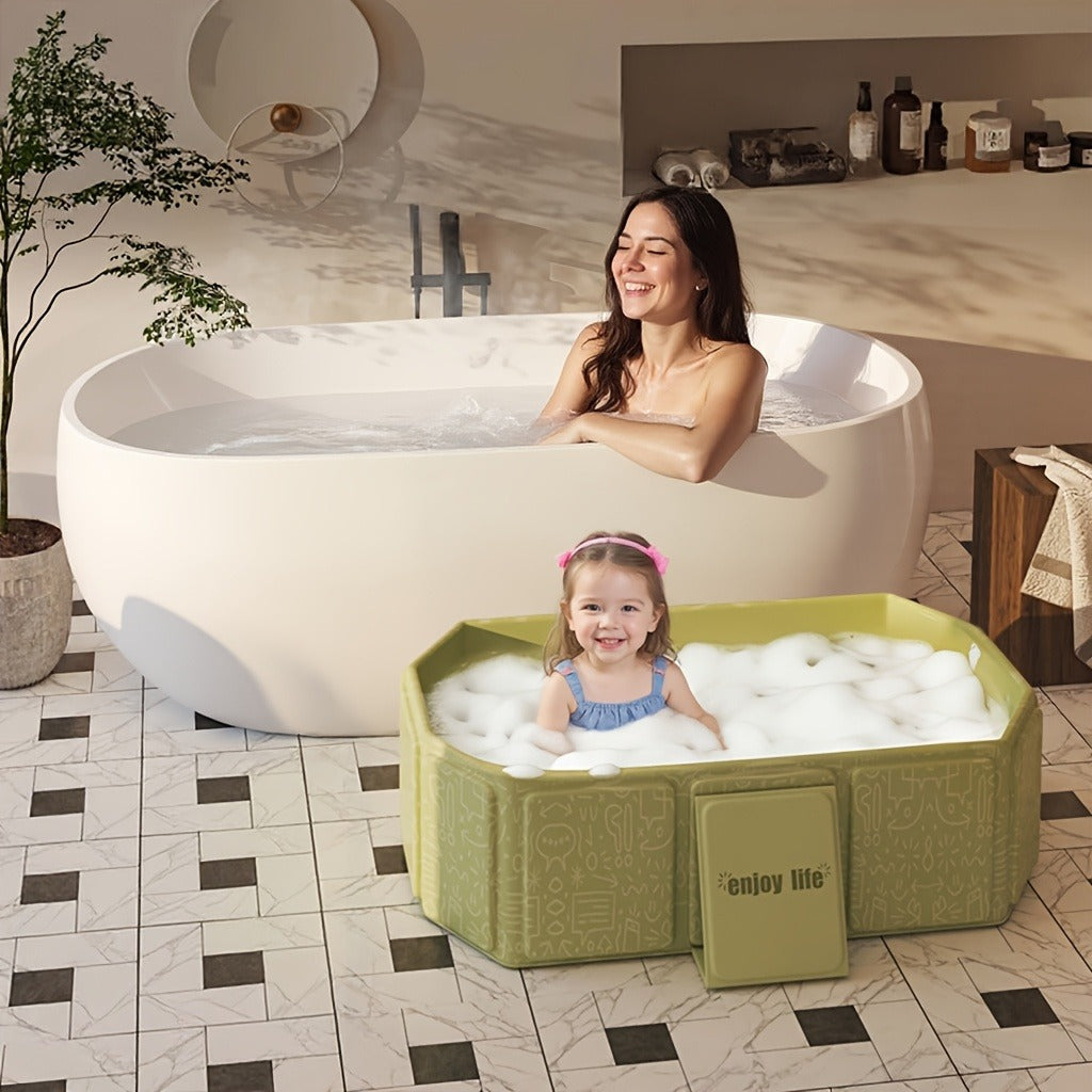 Foldable Baby Bathtub Portable Newborn Infant Tub with Drain Hole, Anti-Slip Base & Durable Multi-Functional Design for Home 