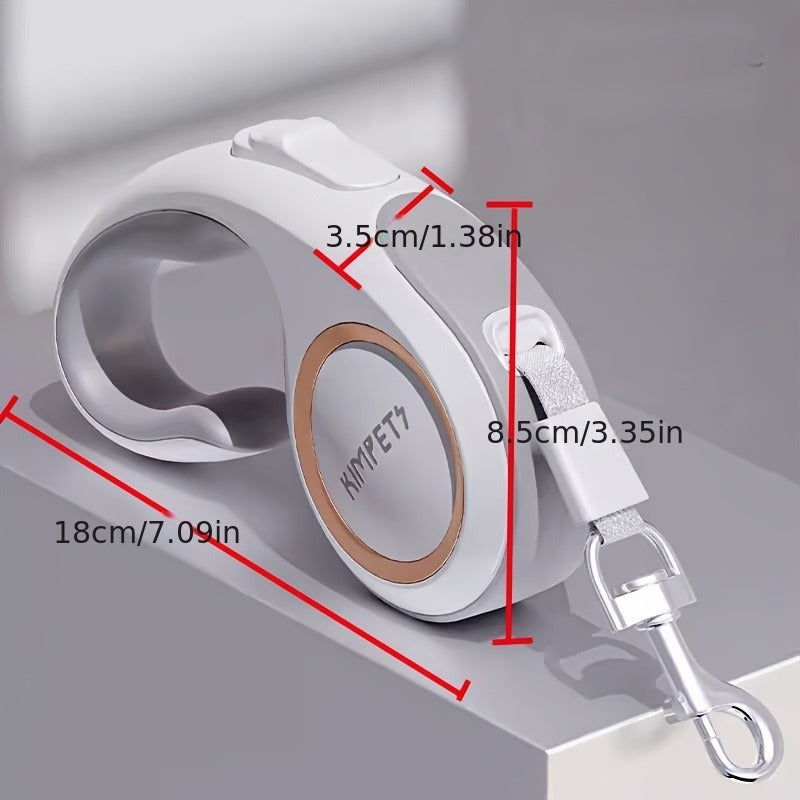 Retractable Dog Leash with 16-Foot Tape, One-Button Lock and Six Champagne, White or Blue Size Options — image 22