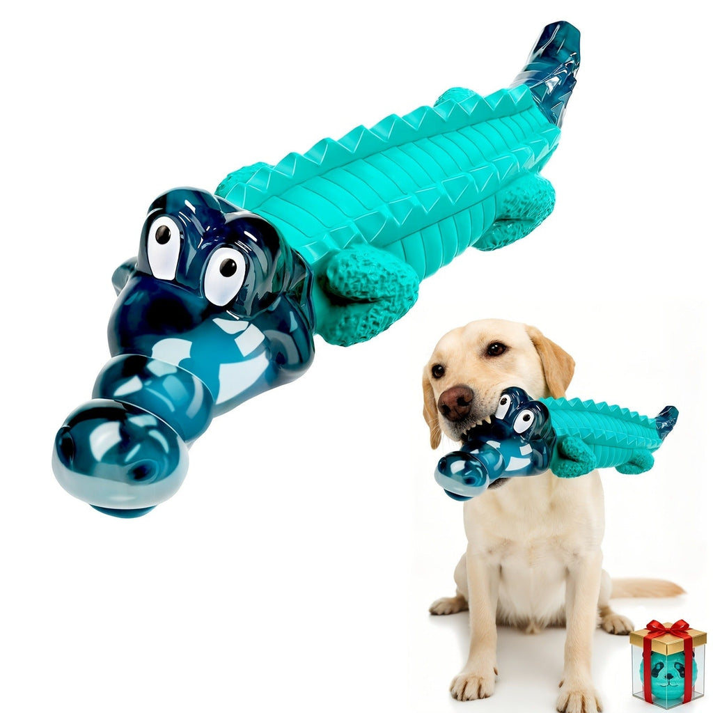 Dog Toy Blue Rubber Crocodile Chew Design with Milk Flavor, Raised Ridges and 20-100 lb Guidance — image 10
