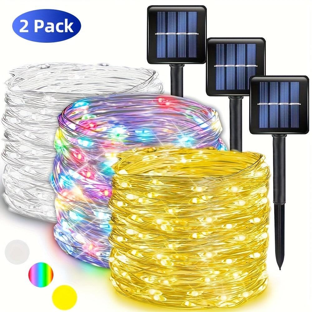 Two-Pack Solar Fairy String Lights, 104 Feet with 300 LEDs, Flexible Wire and Three Color Options — image 4