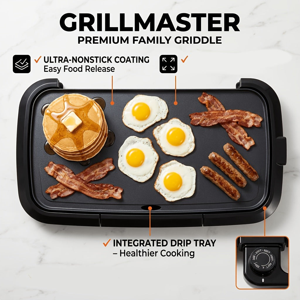 Electric Griddle Non-Stick Teppanyaki Grill Pan, Frying & Grilling All-in-One for Eggs, Steaks, Bacon — image 4