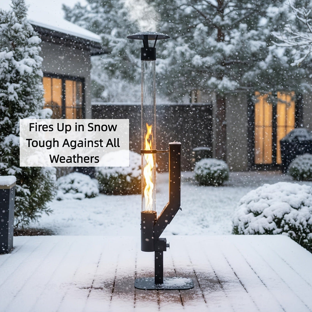 Wood Pellet Patio Heater Portable Gravity Feed Rocket Stove with Glass Tube Flame, Smokeless Non-Electric Outdoor Fire Pit fo
