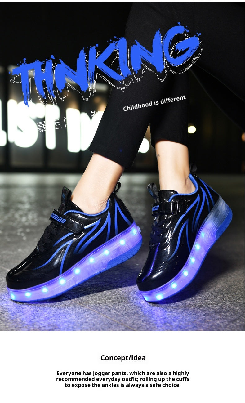 Children's Rechargeable Two-wheel LED Light-up Shoes