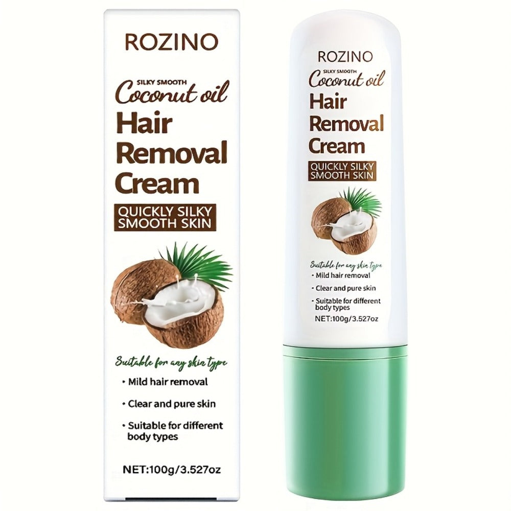 Hair Removal Cream ROZINO 100g Coconut and Squalane Tube with Carton for External Body Grooming — image 14