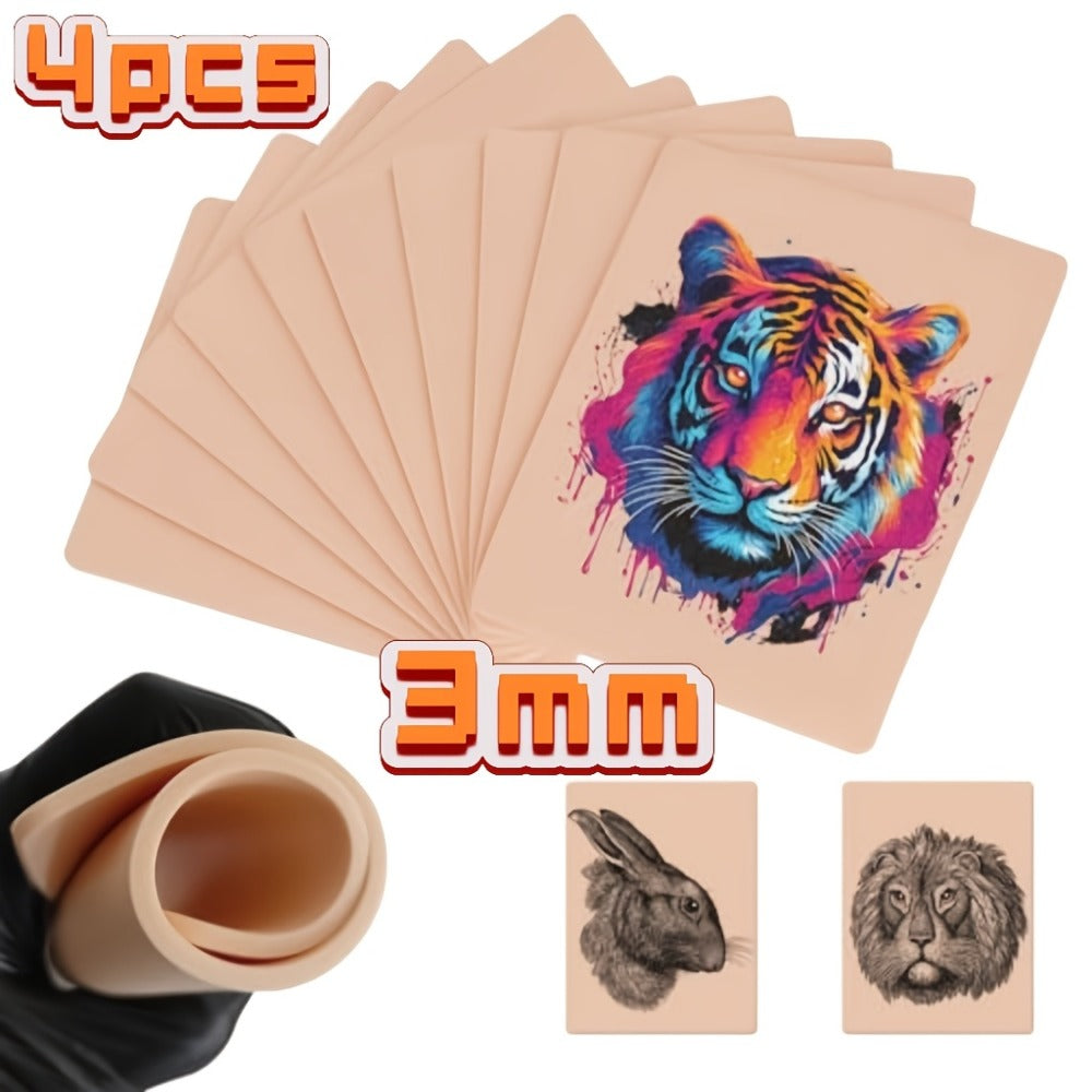 Silicone Tattoo Practice Skin 3mm Thick Double-Sided Fake Skin for Beginners & Professional Artists – Line Work Shading Outli