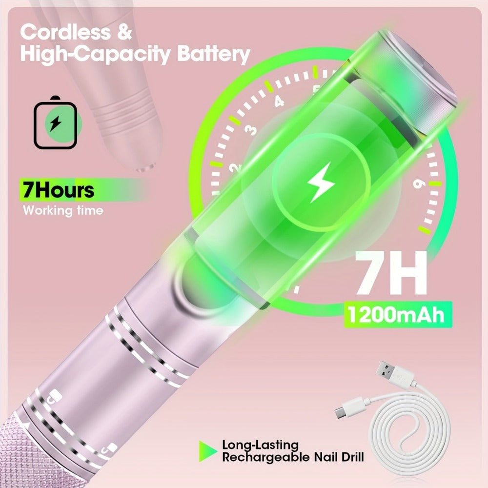 Cordless Nail Drill Kit 35000RPM Rechargeable Wireless Electric E-File, 108 Bits Professional Nail Drill — image 3