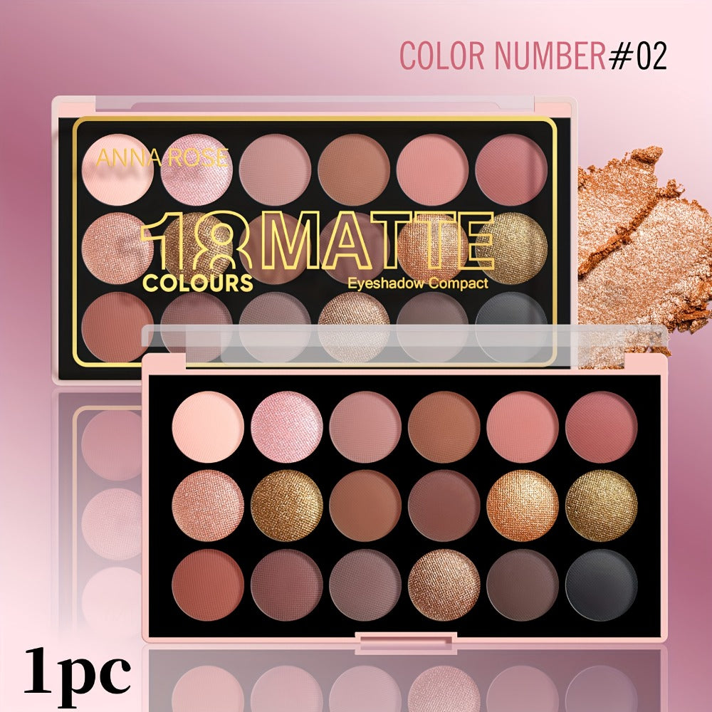 Eyeshadow Palette ANNA ROSE 18-Shade Compact with Pink-Brown Color Themes and Matte-Shimmer Finish Mix — image 5