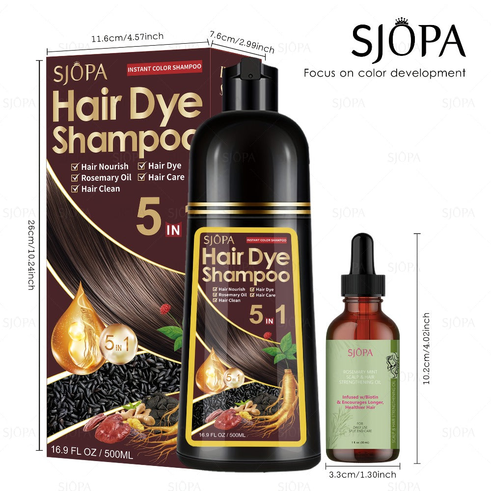 Gray Coverage Hair Dye Shampoo Kit 3-in-1 with Rosemary Hair Oil - Quick Color, Gentle & Natural Formula for Men & Women — im