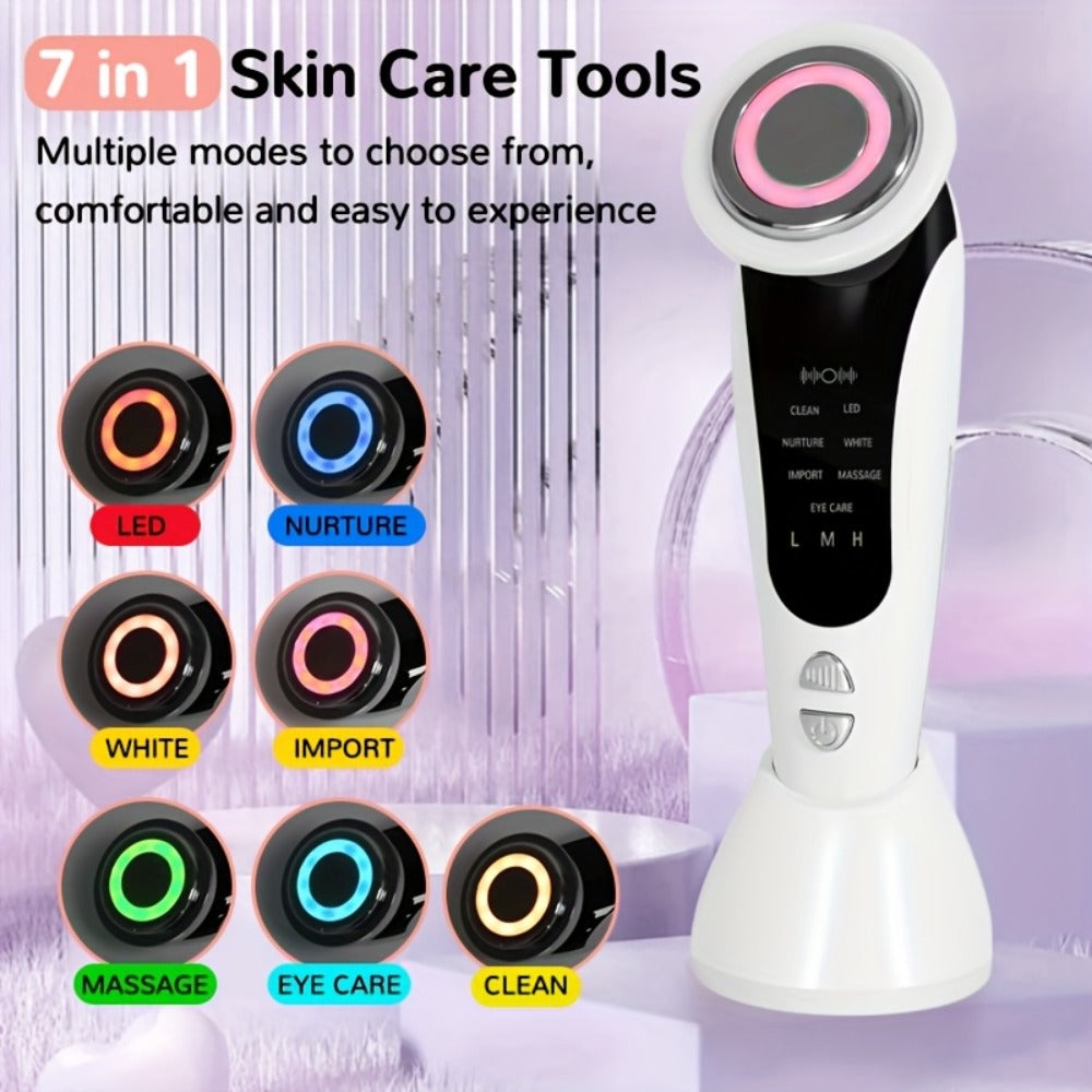 4-in-1 LED Face Neck Massager USB Powered Vibration Facial Lifting Device - Handle Portable Beauty Tool for Home or Salon Spa