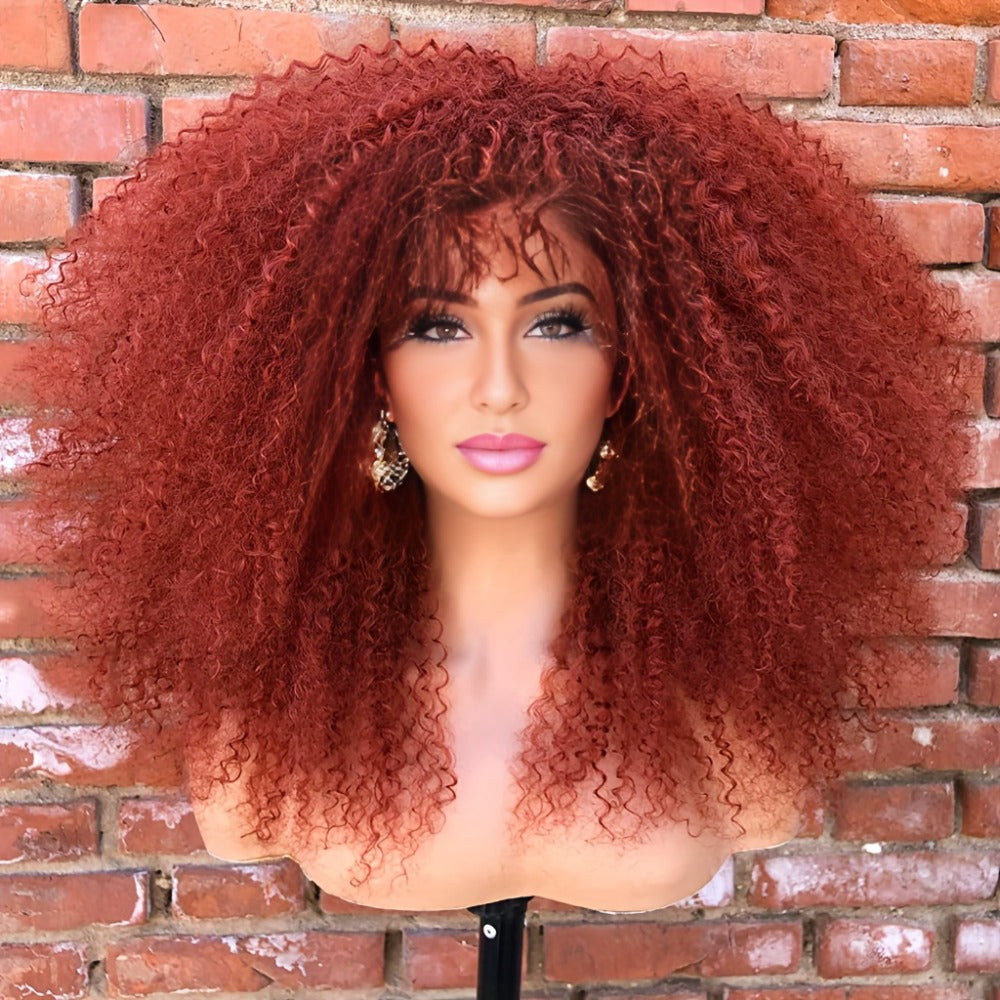 Synthetic Wig 18-Inch Kinky Curly Afro with Full Bangs, Glueless Straps and Combs for Costume Styling — image 7