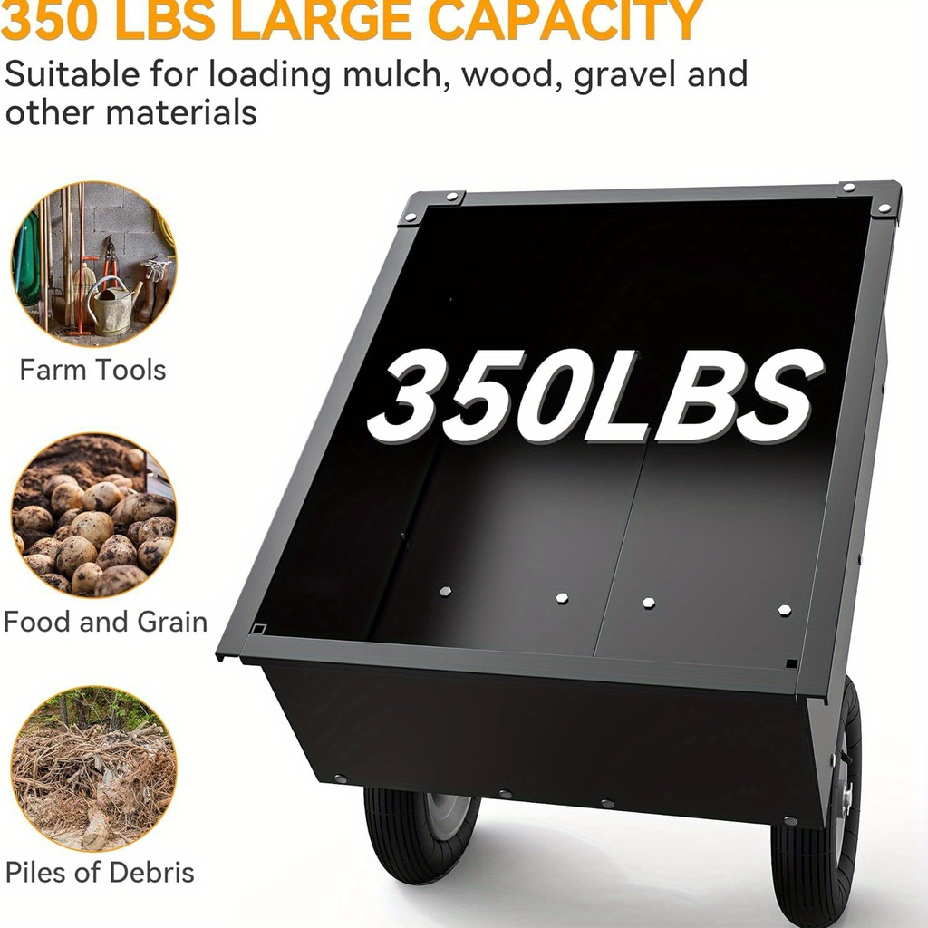 Dump Cart Steel Tow Behind for Lawn Mower ATV UTV, Garden Utility Trailer with Quick Release Pedal & Detachable Tailgate — im