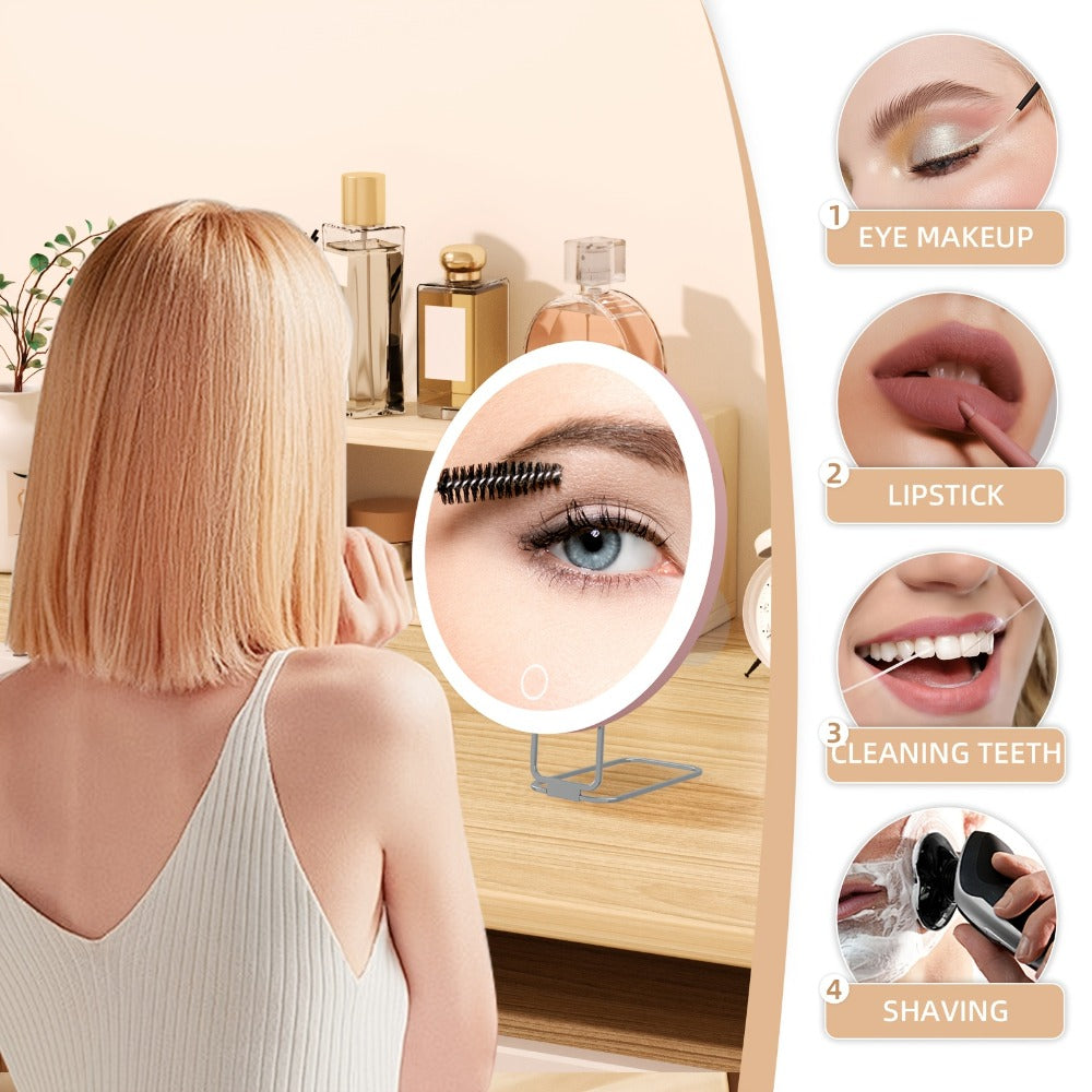 30X LED Magnifying Mirror Rechargeable 6-Inch Lighted Handheld Pocket Mirror with Hanging Loop – Portable Travel Vanity Mirro
