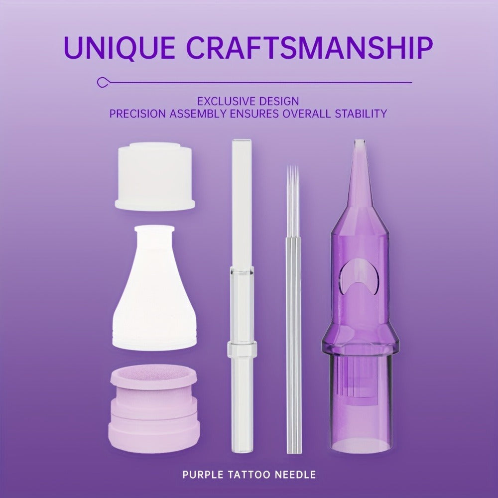 Tattoo Cartridge Needles 30 50pcs Purple RL RS RM M1 Mixed Sizes - Tuffking Disposable for Temporary Body Art, Festivals and 