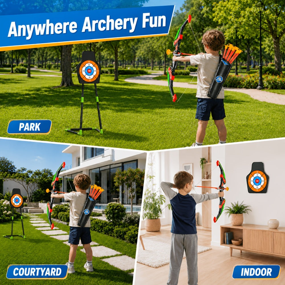 Kids Bow and Arrow Archery Set 10 Suction Cup Arrows Quiver Standing Target with the Listed Color, Size or Set Options for Ev