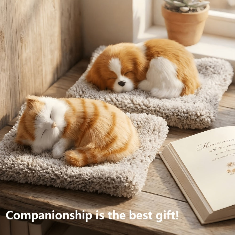 Plush Toy Realistic Sleeping Cat with Meow Sound in Four Coat Patterns for Desk or Room Display — image 15