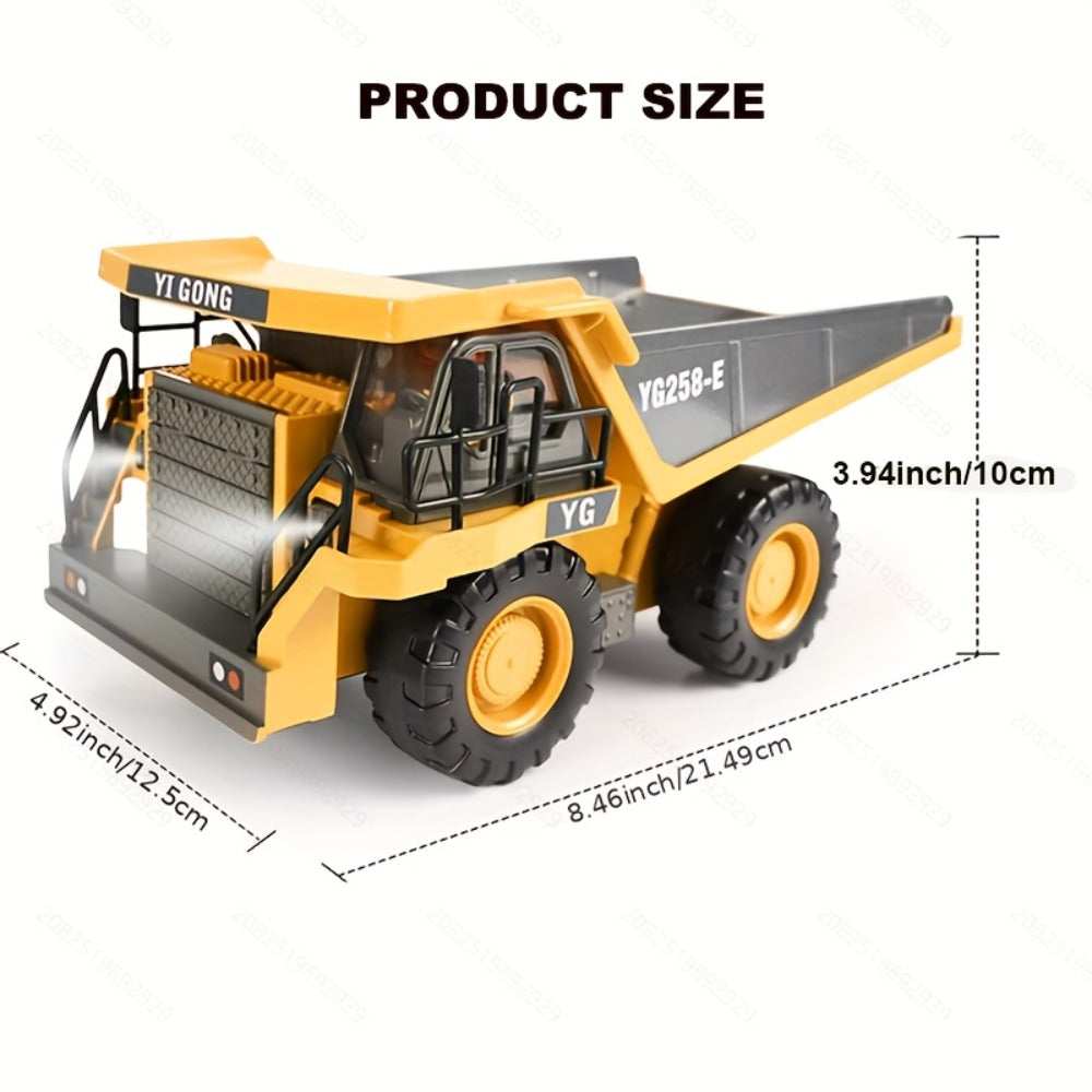 RC Construction Truck Toy 1:24 Scale Alloy Bulldozer Dump Truck & Excavator, 11-Channel Remote Control with Forward — image 1
