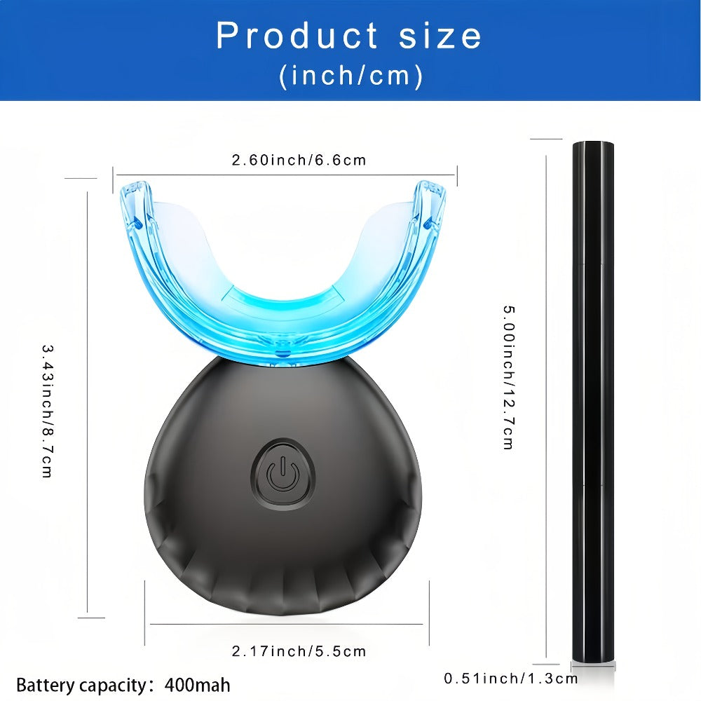 Black or White LED Teeth Whitening Mouthpiece Kit with Four Gel Pens, Shade Guide and 16-Minute Timer — image 6