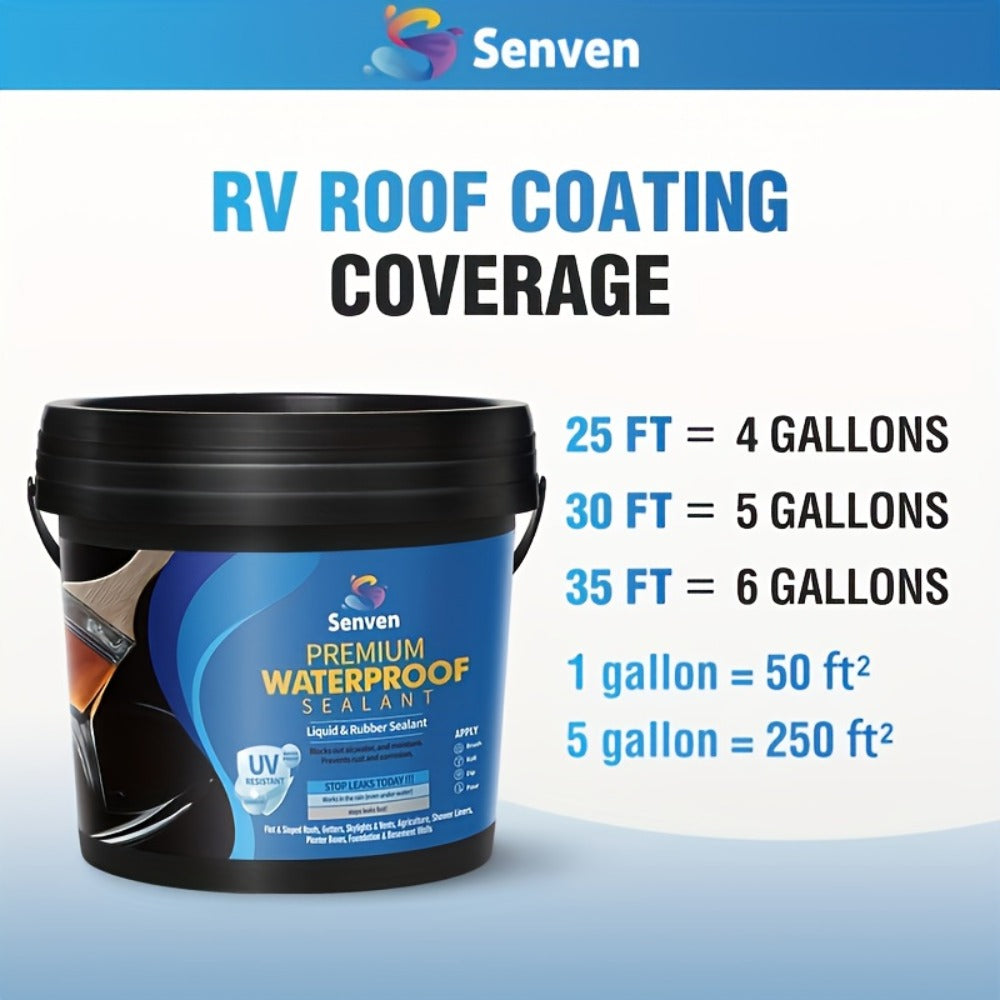 Liquid Rubber Waterproof Sealant 32oz – UV-Resistant Elastic Coating for Roof, RV, Boat, Concrete & Masonry, All-Weather Crac