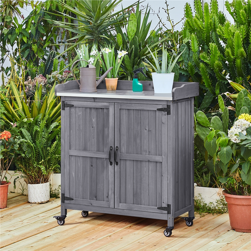 Potting Bench in a Wooden Metal Design for Garden and Yard Use — image 17