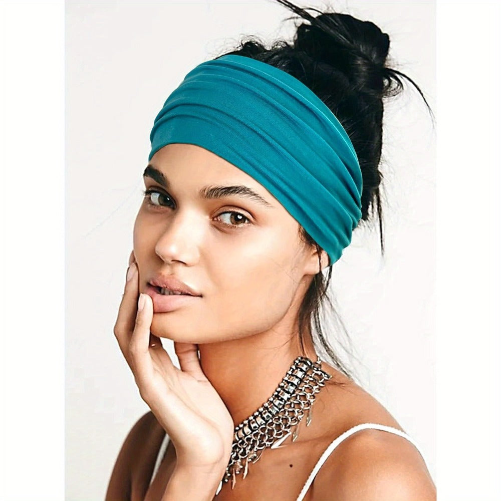 Stretchy Headbands 20 Pack for Women & Men – Soft Sweat-Wicking Non-Slip Elastic Turban Knot Hair Wraps Breathable Solid Colo