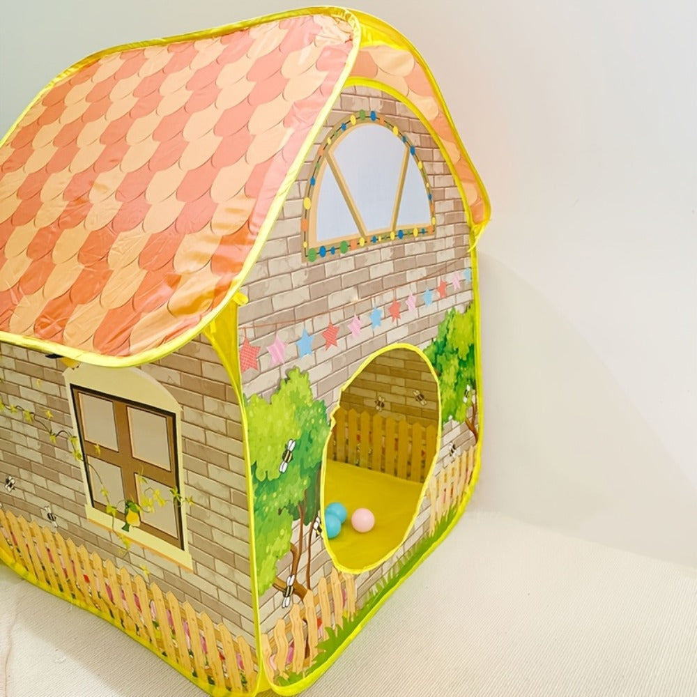 Kids Cottage Play Tent with Ball Pit Cartoon Playhouse Indoor Outdoor with the Listed Color, Size or Set Options for Everyday