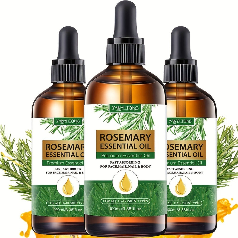 Rosemary Essential Oil Set with Three 100mL Amber Dropper Bottles for Home Fragrance and DIY Scent Projects — image 1