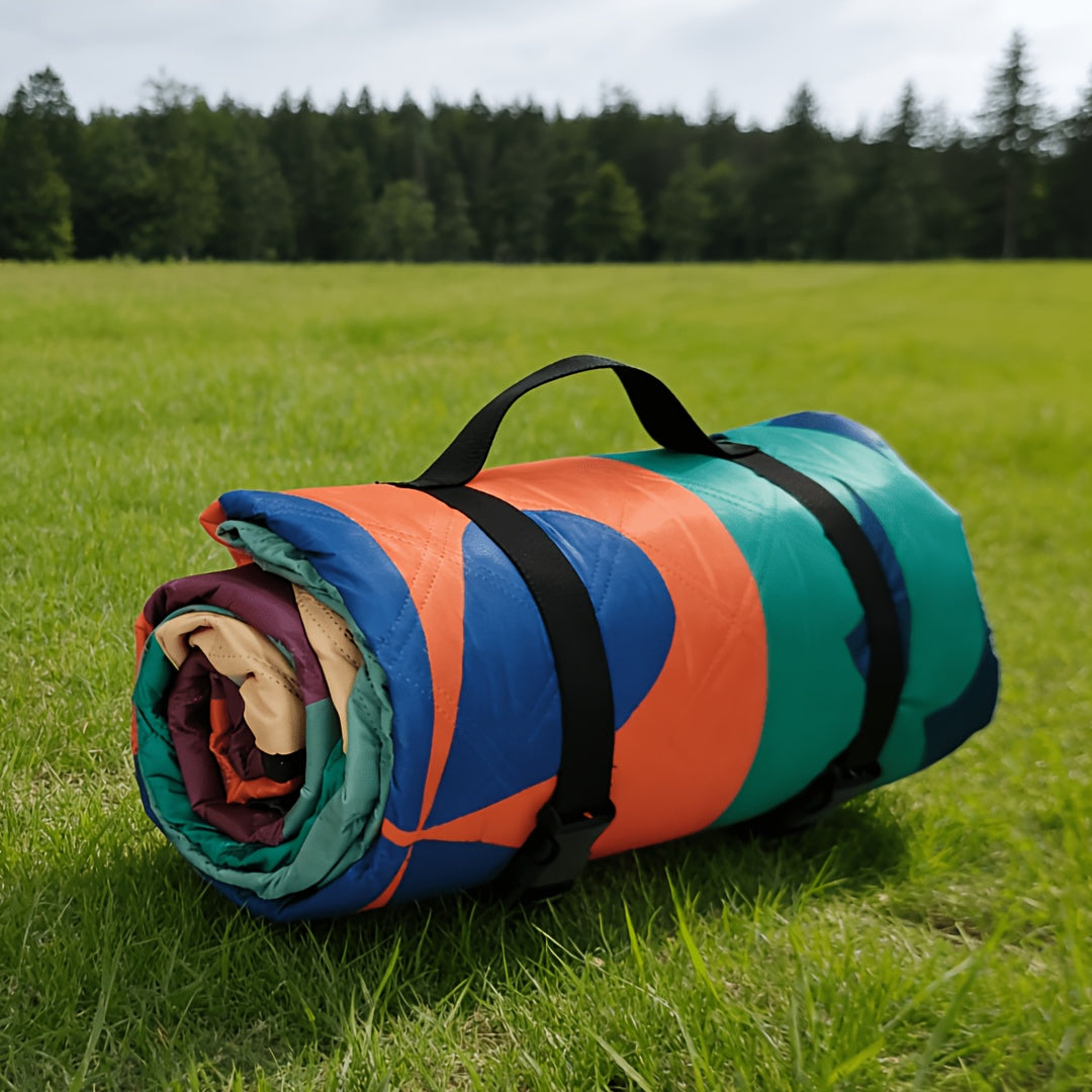 Large Padded Picnic Blanket with Carry Straps in Geometric, Palm-Village or Tropical Leaf Prints — image 10
