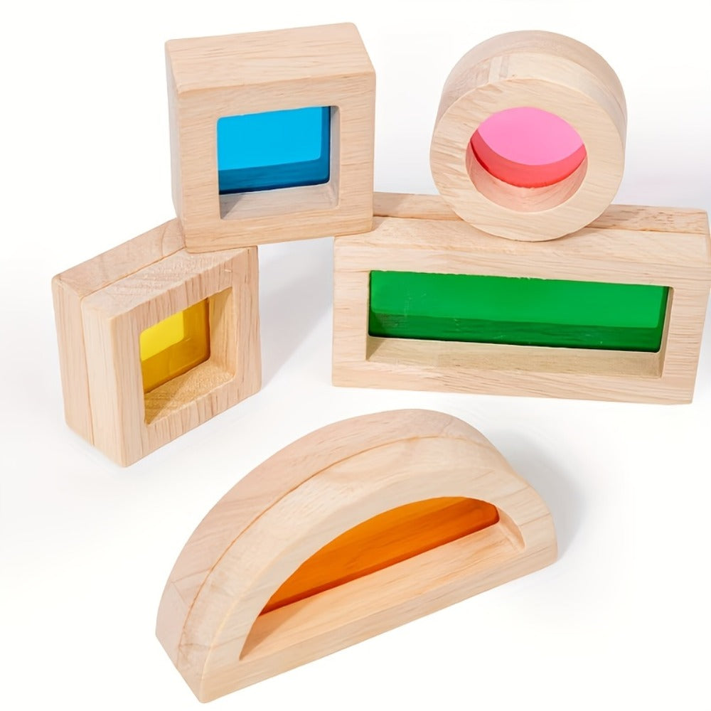 Building Block Set Translucent Acrylic Geometric Shapes with Colorful Triangle, Circle, Arch and Window Pieces — image 10